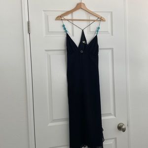 Vintage 100% Silk Dress with turquoise details